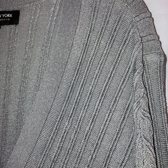 Jones New York Womens Gray Ribbed Cardigan Size OX - Picture 6 of 12